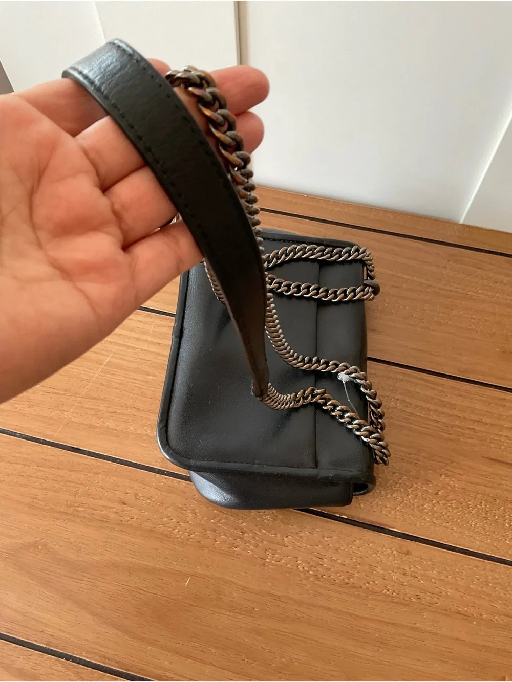 Marc by Marc Jacobs Black Studded Leather Chain Crossbody Shoulder Bag